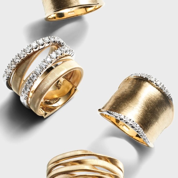 Marco Bicego Lunaria 18K Yellow Gold Diamond Wide Band Ring | 0.12 CT - Picture 6 of 8